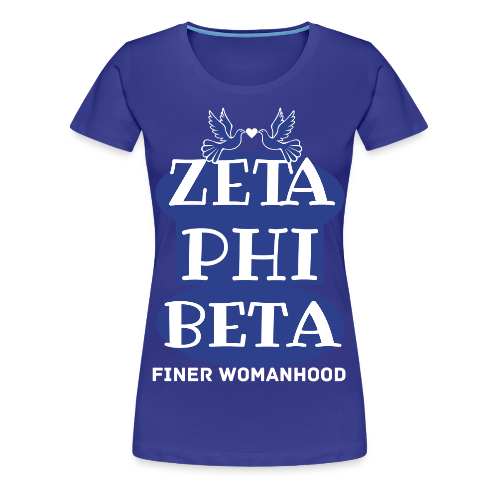 Zeta Phi Finer Womanhood Classic T-Shirt Printed in flex vinyl - royal blue