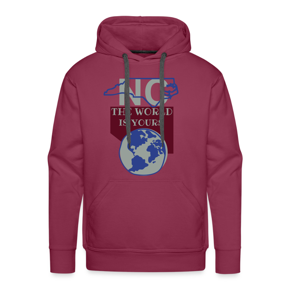 North Carolina - The World Is Yours Premium Hoodie by Bear Minimal Printed in flex vinyl - burgundy