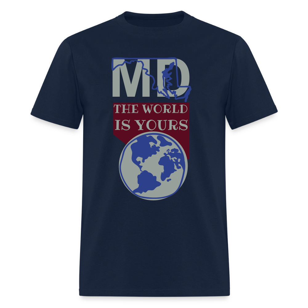 Maryland - The World Is Yours Classic T-Shirt Printed in vinyl - navy