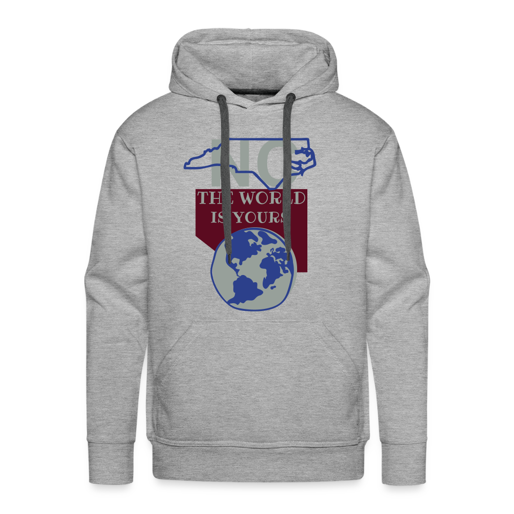 North Carolina - The World Is Yours Premium Hoodie by Bear Minimal Printed in flex vinyl - heather grey