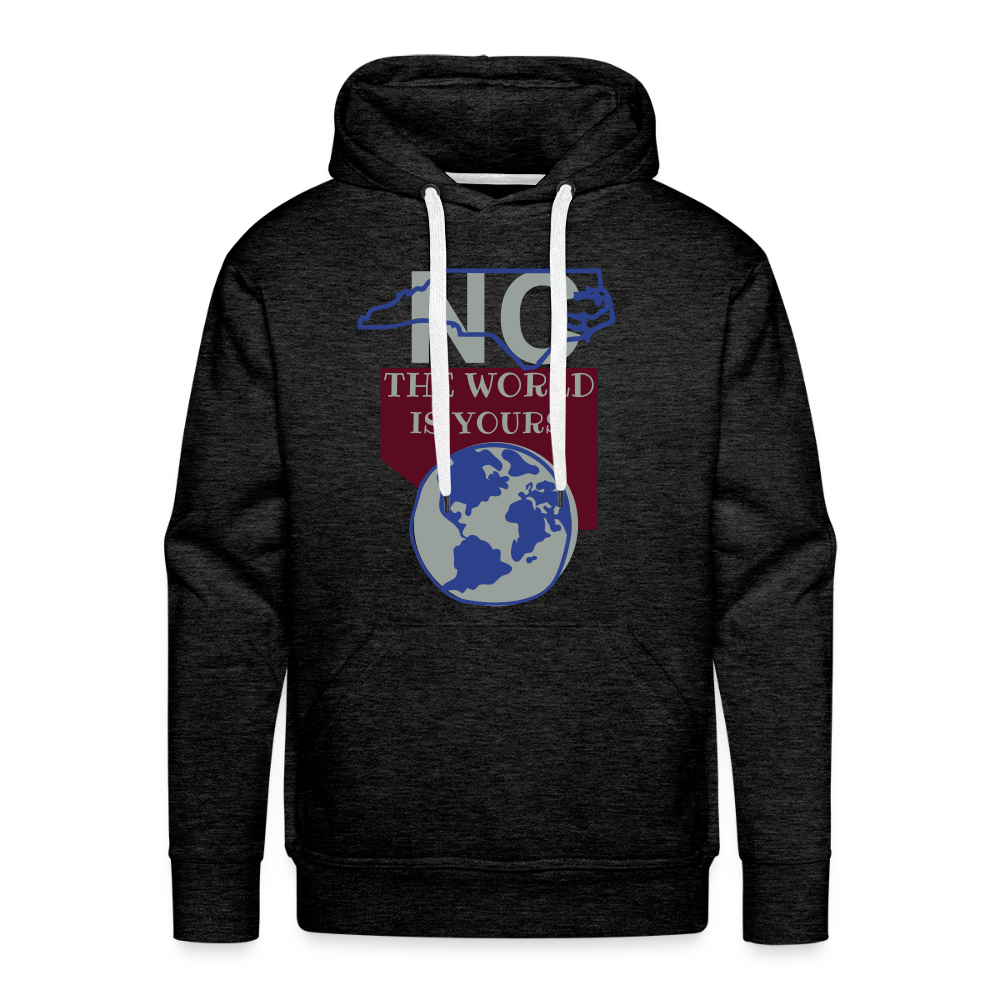 North Carolina - The World Is Yours Premium Hoodie by Bear Minimal Printed in flex vinyl - charcoal grey