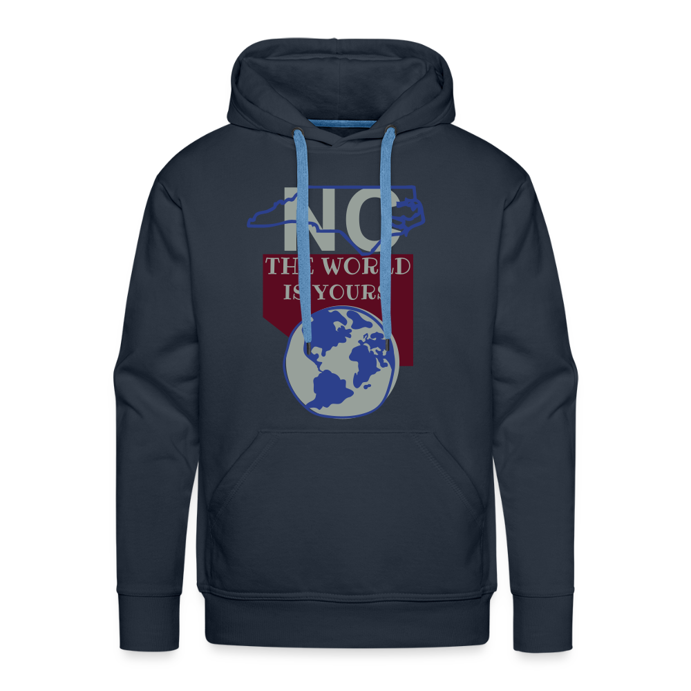 North Carolina - The World Is Yours Premium Hoodie by Bear Minimal Printed in flex vinyl - navy