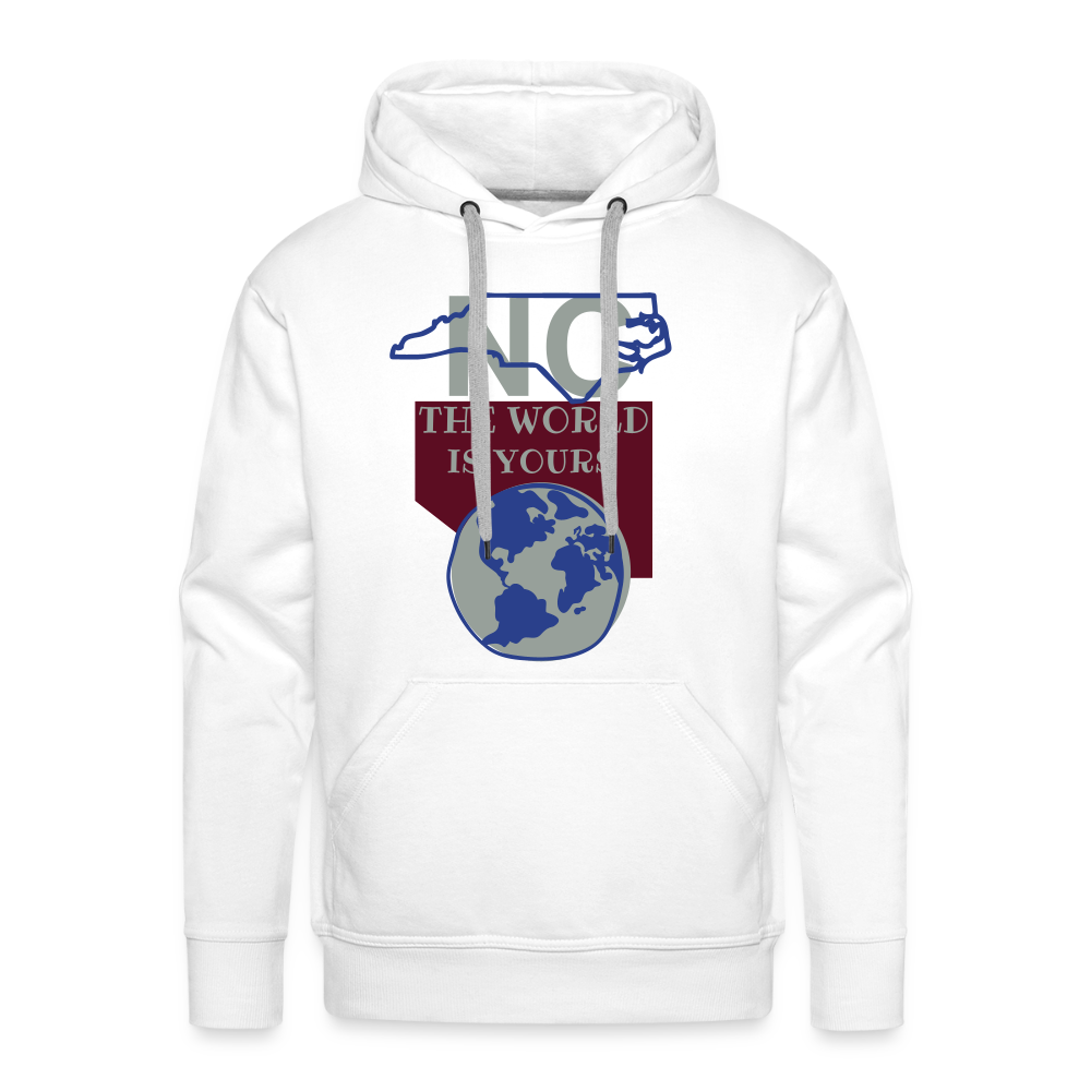 North Carolina - The World Is Yours Premium Hoodie by Bear Minimal Printed in flex vinyl - white