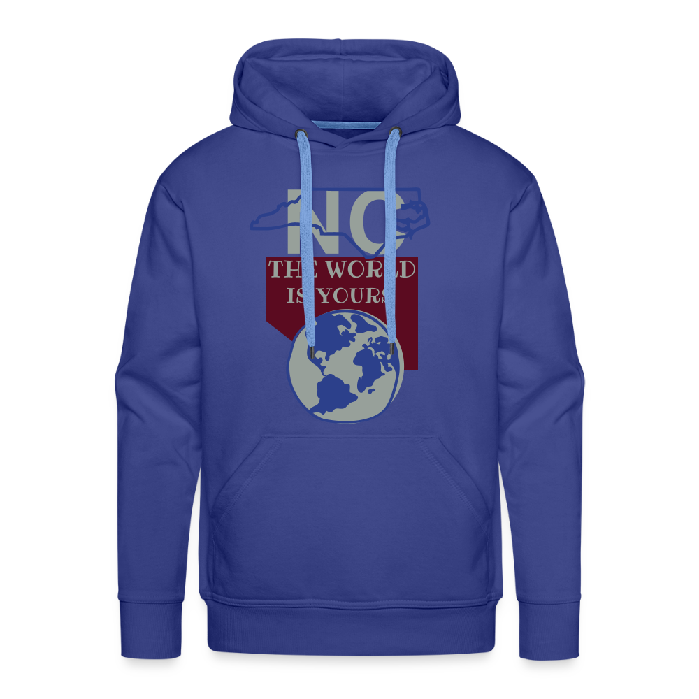North Carolina - The World Is Yours Premium Hoodie by Bear Minimal Printed in flex vinyl - royal blue