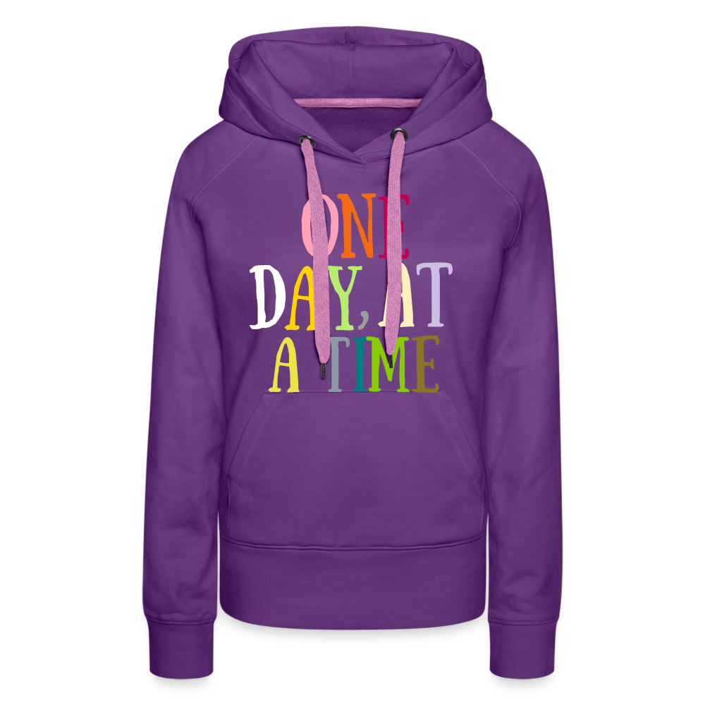 One Day At A Time Women’s Premium Hoodie Flex Vinyl Printed - purple