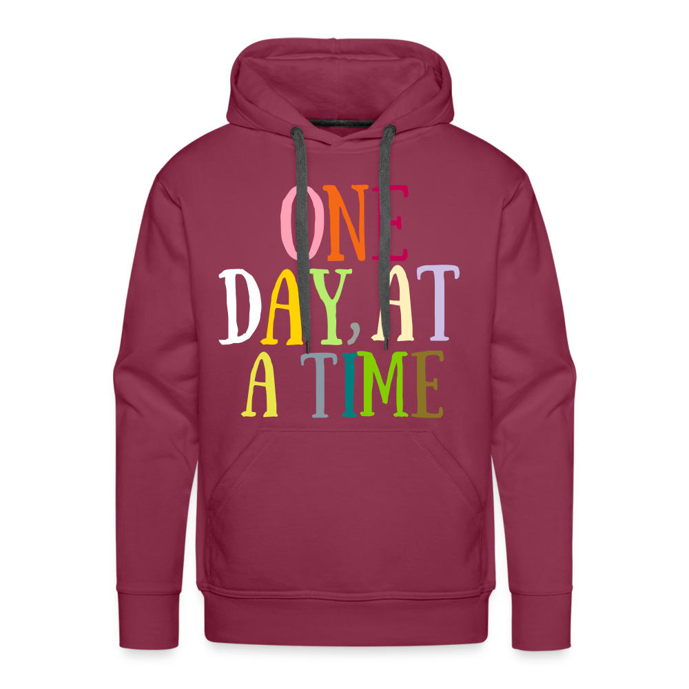One Day At A Time Men’s Premium Hoodie Flex Vinyl Printed - burgundy
