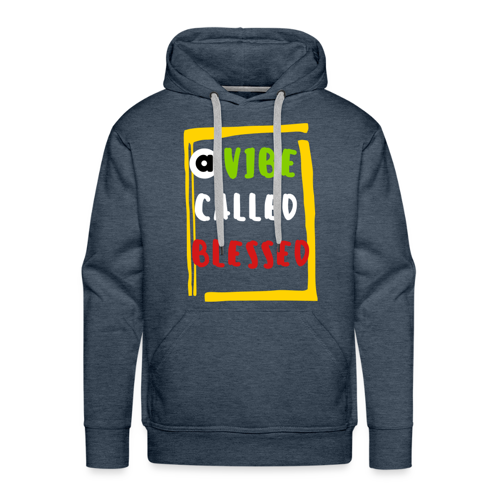 A Vibe Called Blessed Premium Hoodie Flex Print Vinyl  (smooth) - heather denim