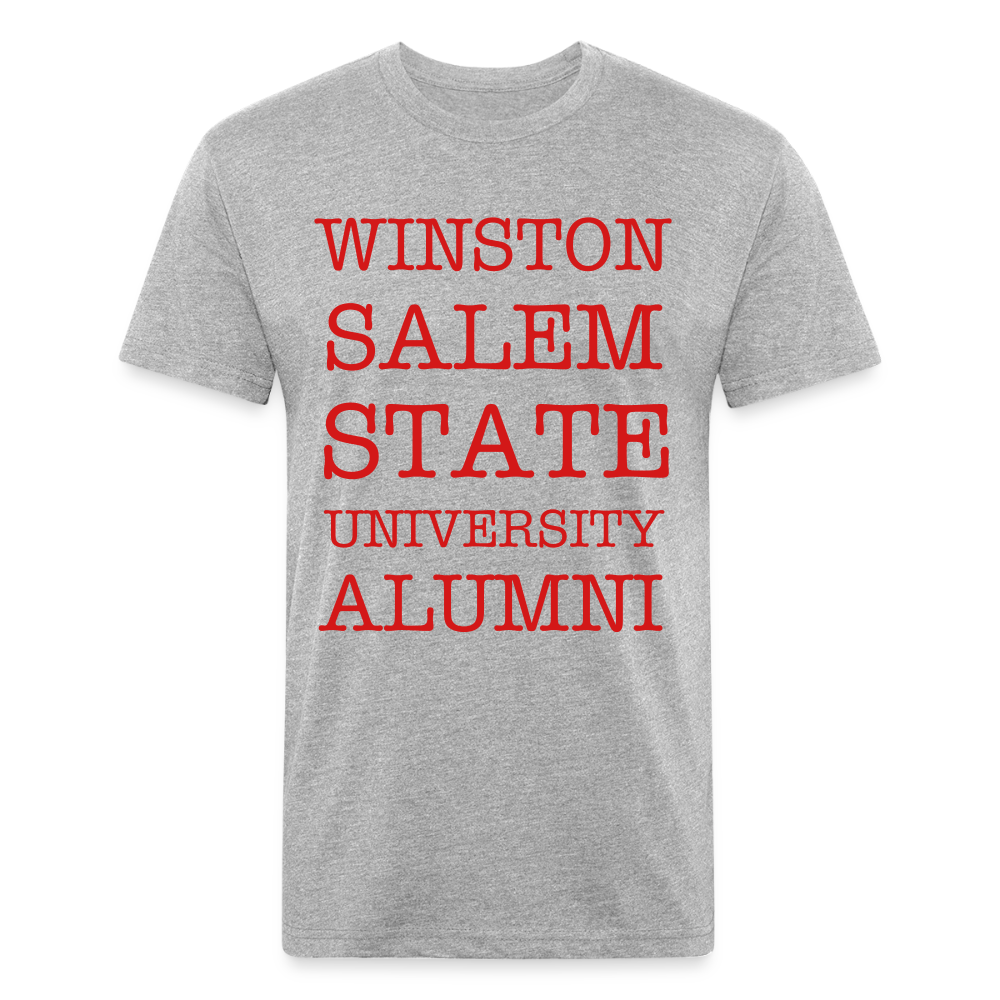 WSSU Alumni Fitted T-Shirt (Red Lettering) Printed in vinyl - heather gray