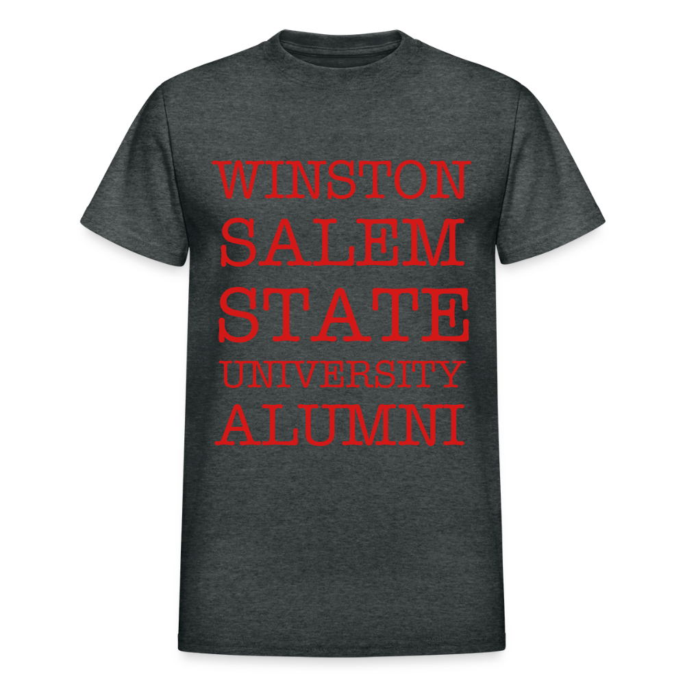 WSSU Alumni T-Shirt (Red Lettering) by Gildan - deep heather