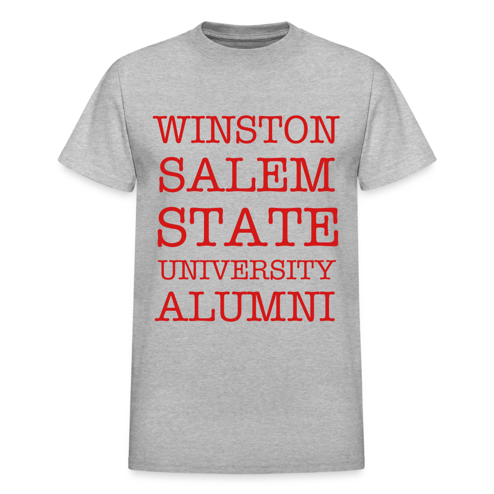 WSSU Alumni T-Shirt (Red Lettering) by Gildan - heather gray