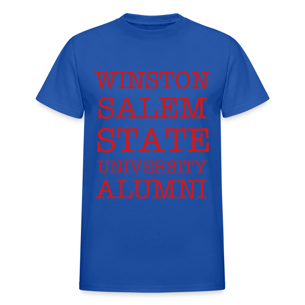 WSSU Alumni T-Shirt (Red Lettering) by Gildan - royal blue