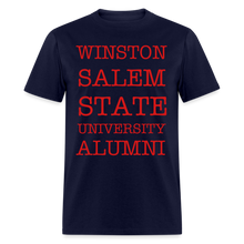 Load image into Gallery viewer, WSSU Alumni Classic T-Shirt (Red Lettering) - navy