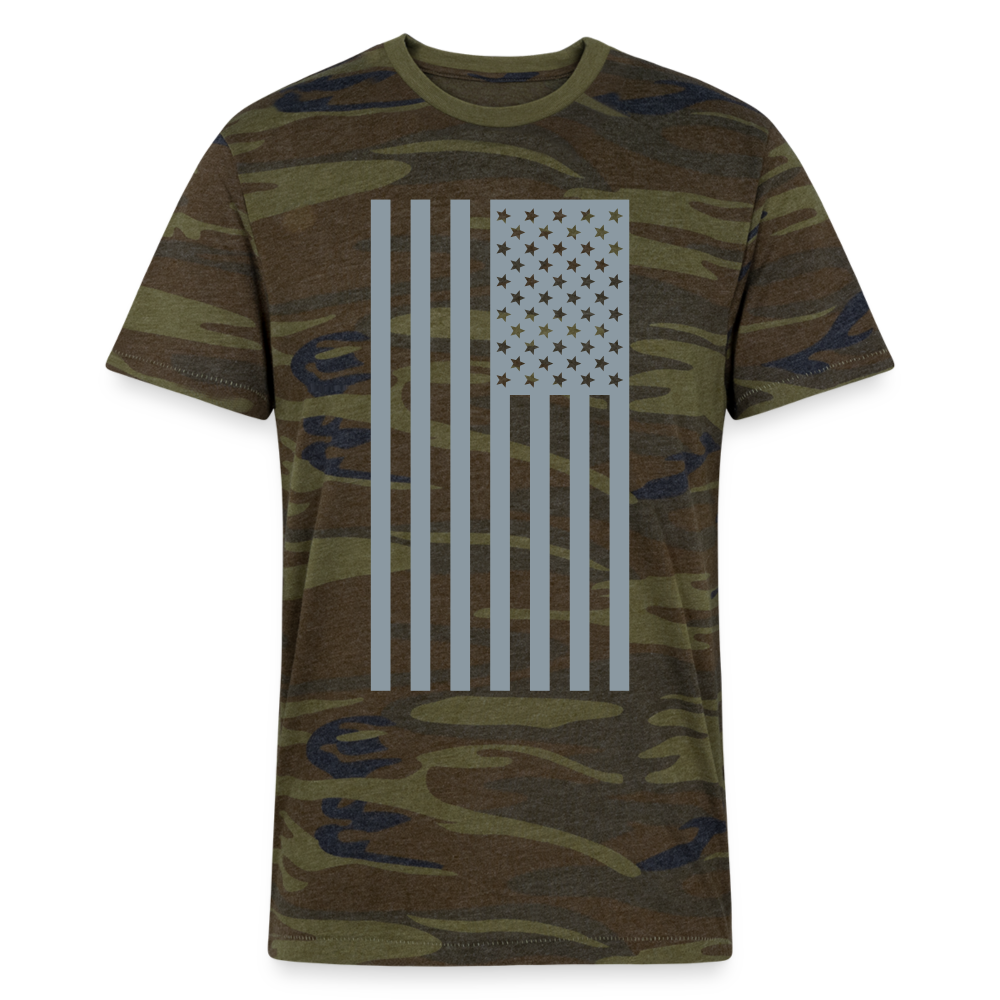 Side Ways Flag Camo T-Shirt Flex Print (smooth) - green camo