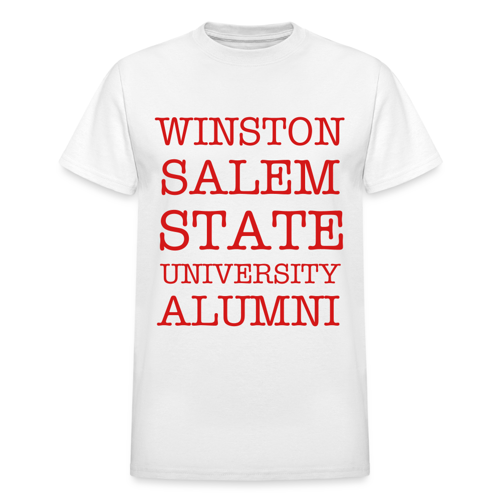 WSSU Alumni T-Shirt (Red Lettering) by Gildan - white