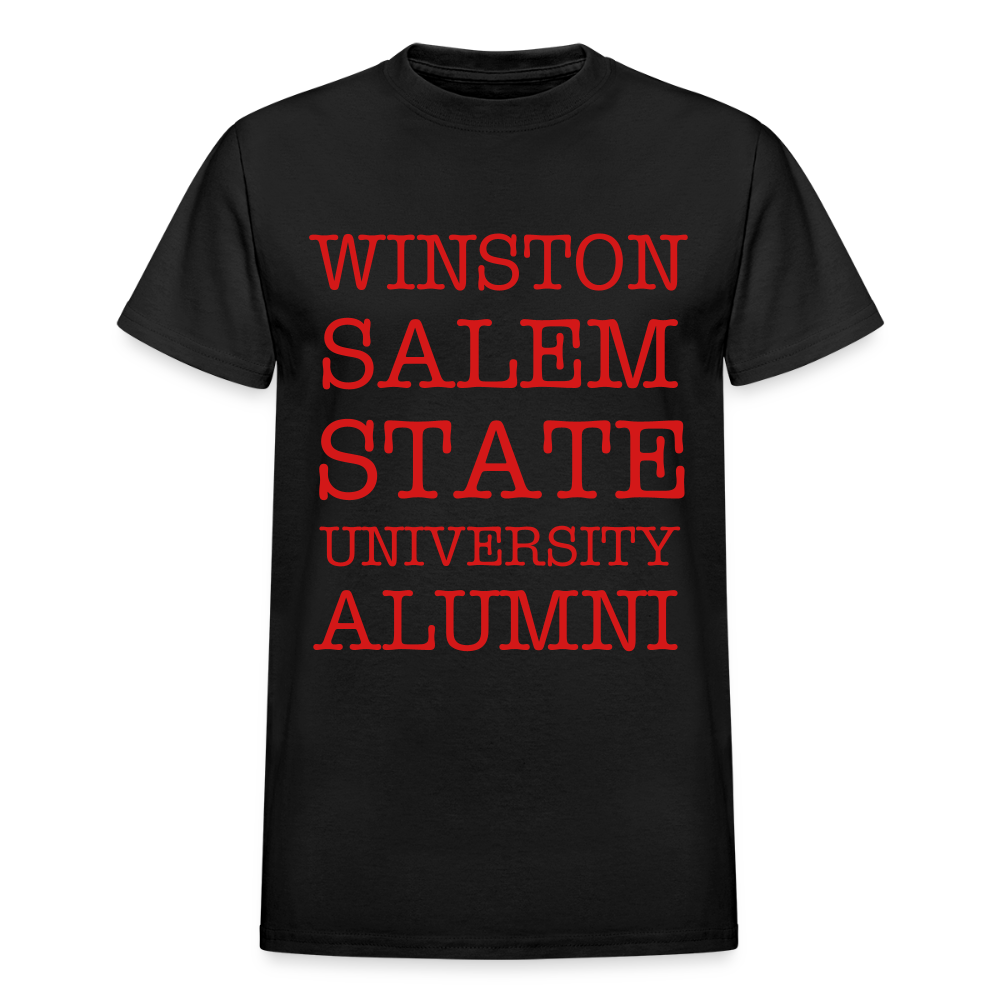 WSSU Alumni T-Shirt (Red Lettering) by Gildan - black