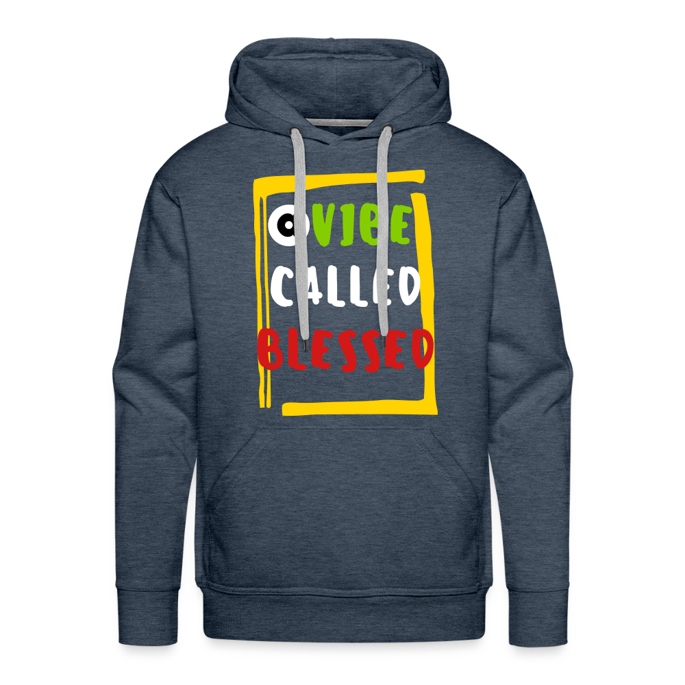 A Vibe Called Blessed Premium Flex Print Vinyl Hoodie  (smooth) - heather denim