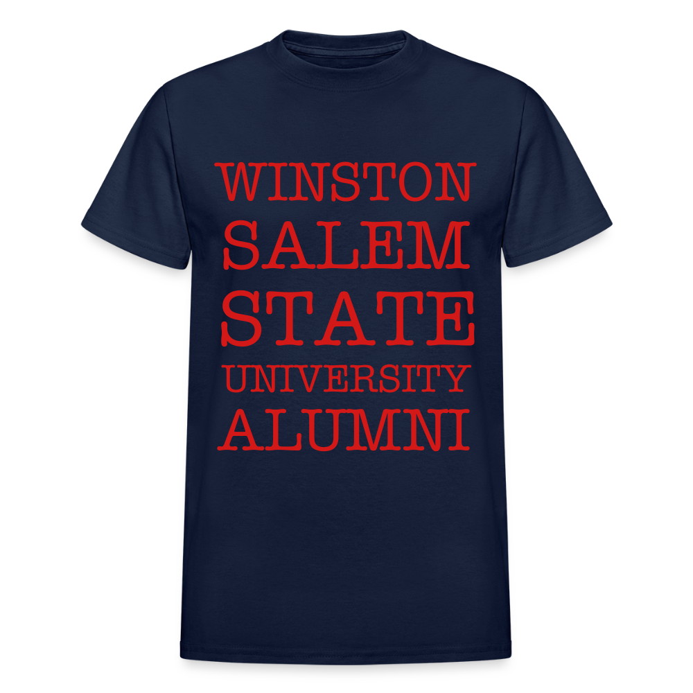 WSSU Alumni T-Shirt (Red Lettering) by Gildan - navy