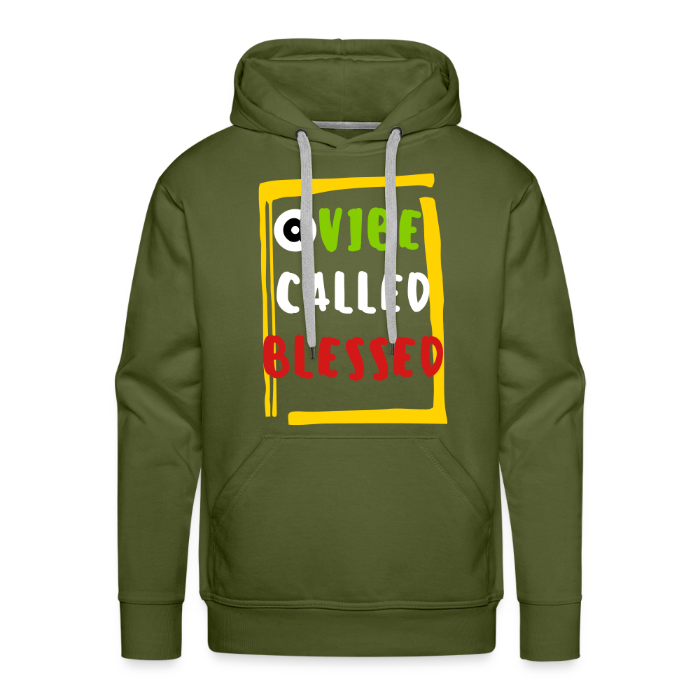 A Vibe Called Blessed Premium Flex Print Vinyl Hoodie  (smooth) - olive green
