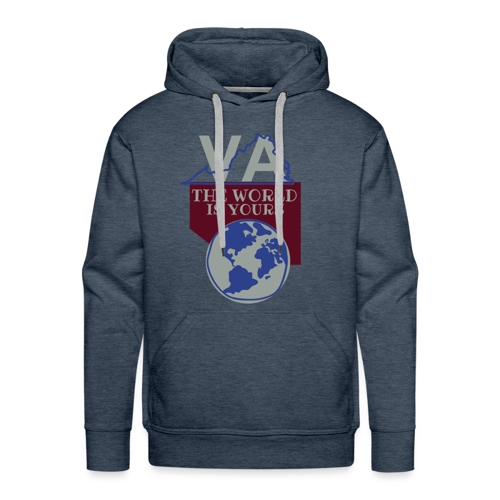 Virginia - The World Is Yours Premium Hoodie Printed in vinyl by Bear Minimal - heather denim