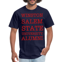 Load image into Gallery viewer, WSSU Alumni Classic T-Shirt (Red Lettering) - navy