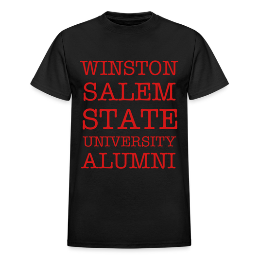 WSSU Alumni T-Shirt (Red Vinyl Lettering) by Gildan - black