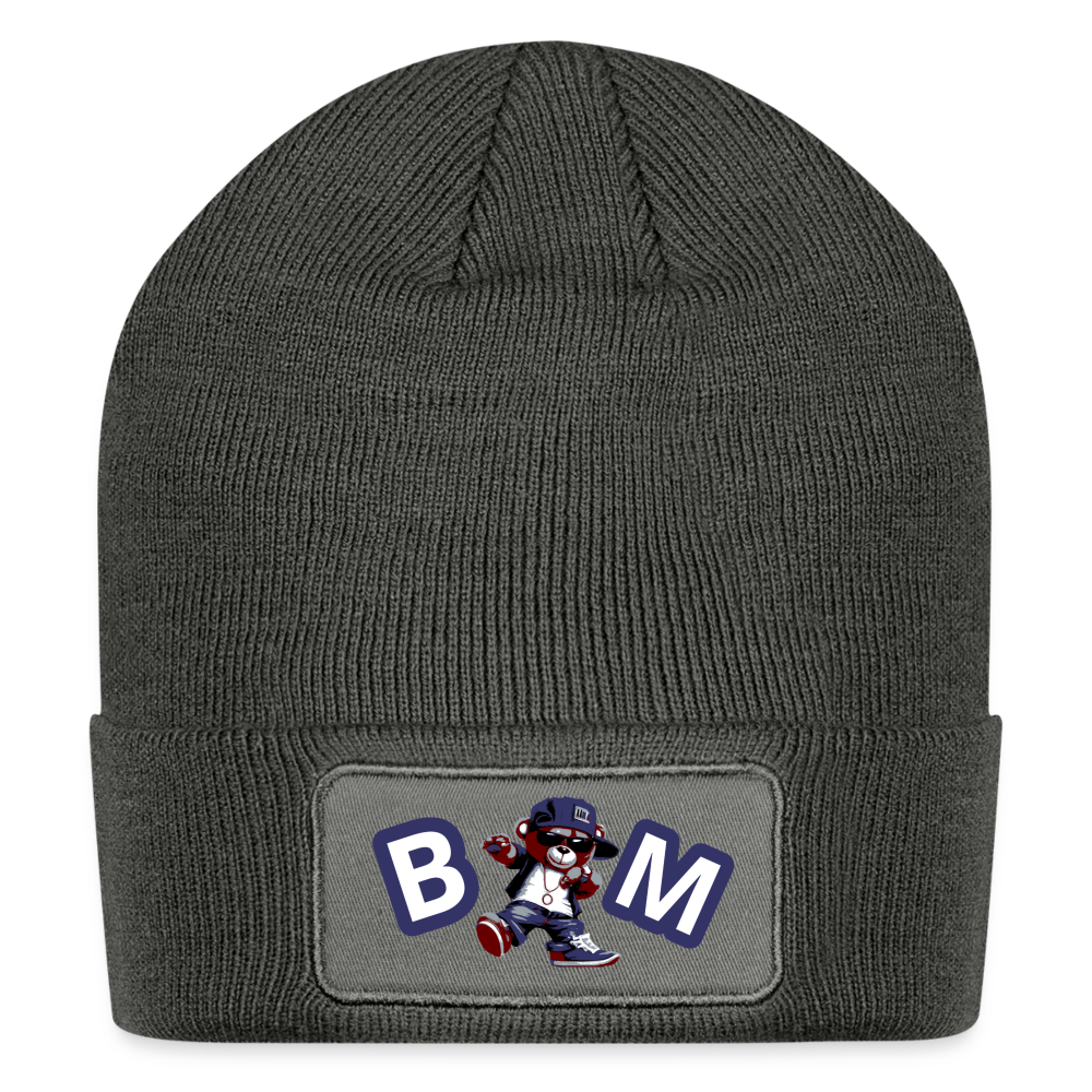 Bear Minimum Patch Beanie - charcoal grey