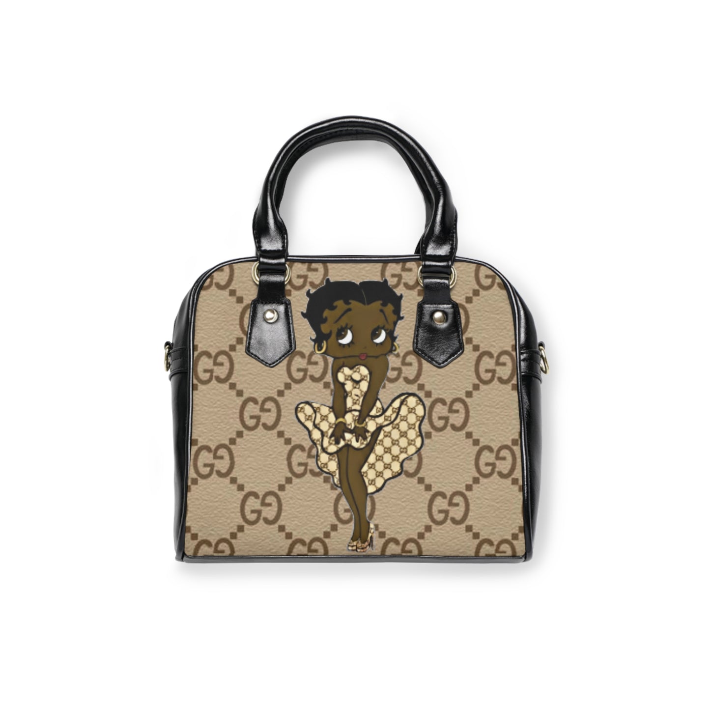 G-Fashion Designer Monogram Shoulder Handbag — Vintage Beige GG Pattern