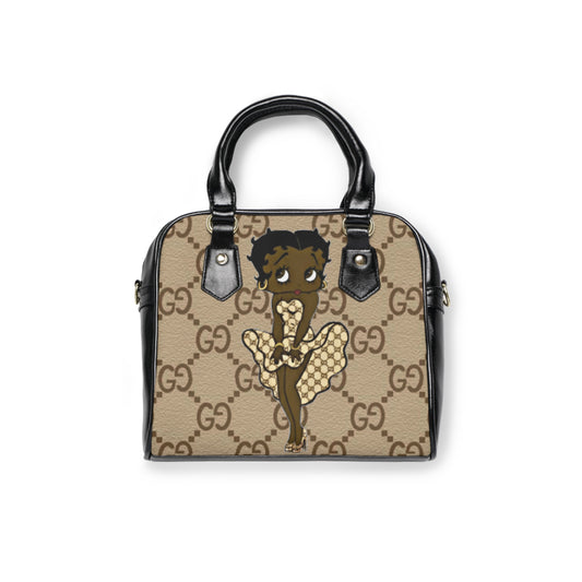 G-Fashion Designer Monogram Shoulder Handbag — Vintage Beige GG Pattern