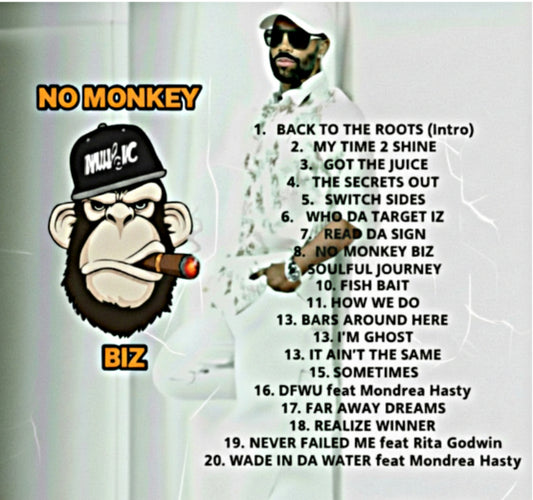 NO MONKEY BIZ full street album USB for $12.00 dollars! Currently out of stock. Re-stocking soon.  Orders can still be placed to hold your spot.  DM Ron Due on FB! Thanks!