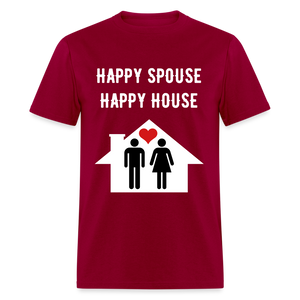 Happy Spouse Fitted Cotton/Classic T-Shirt - dark red