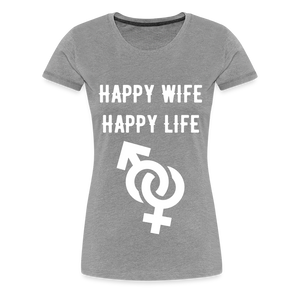 Happy Wife Fitted Cotton/Poly T-Shirt by Next Level - heather gray