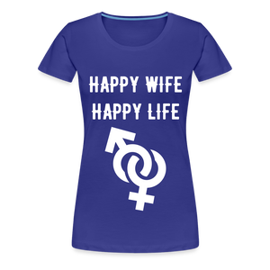 Happy Wife Fitted Cotton/Poly T-Shirt by Next Level - royal blue