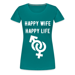 Happy Wife Fitted Cotton/Poly T-Shirt by Next Level - teal