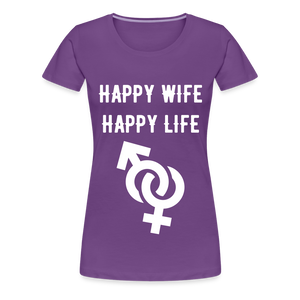 Happy Wife Fitted Cotton/Poly T-Shirt by Next Level - purple