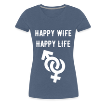 Load image into Gallery viewer, Happy Wife Fitted Cotton/Poly T-Shirt by Next Level - heather blue