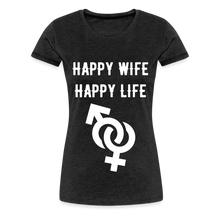 Load image into Gallery viewer, Happy Wife Fitted Cotton/Poly T-Shirt by Next Level - charcoal grey
