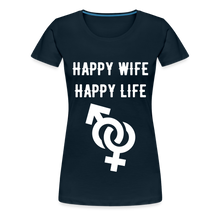 Load image into Gallery viewer, Happy Wife Fitted Cotton/Poly T-Shirt by Next Level - deep navy