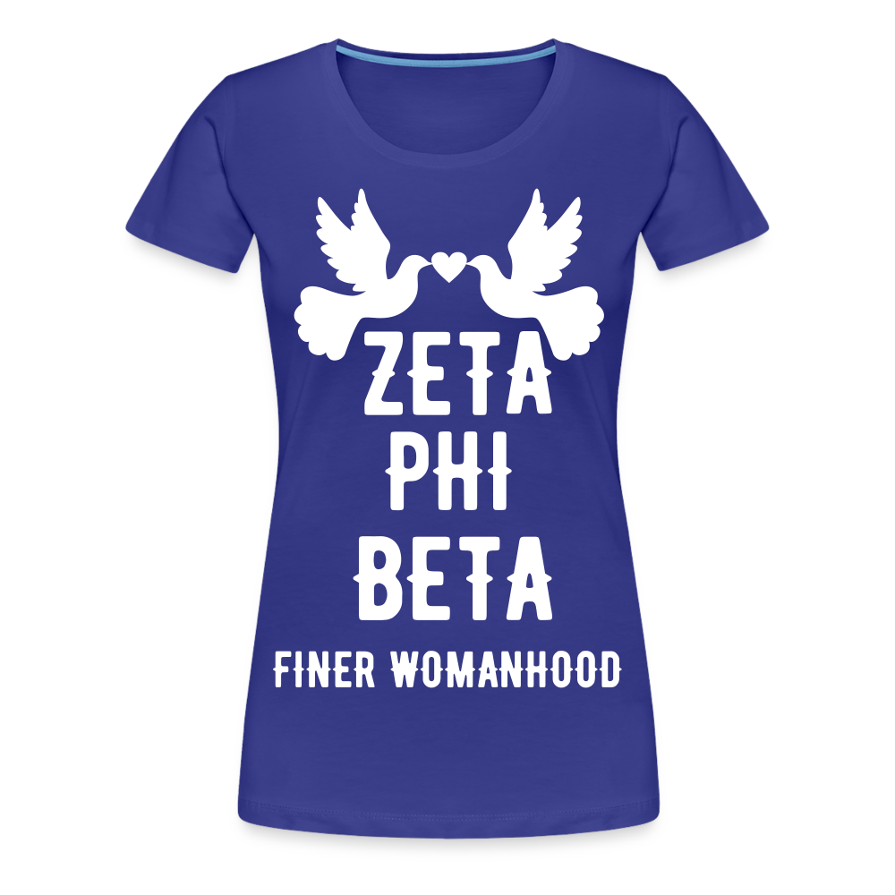 Zeta Phi Beta Women’s Premium T-Shirt Flock Print (velvety) - royal blue