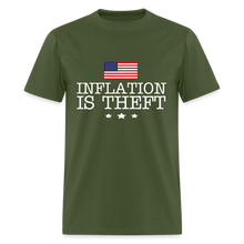 Load image into Gallery viewer, Inflation is theft Unisex Classic T-Shirt Flex Print (smooth) - military green
