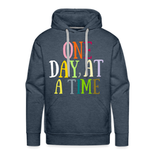 Load image into Gallery viewer, One Day At A Time Men’s Premium Hoodie Flex Vinyl Printed - heather denim