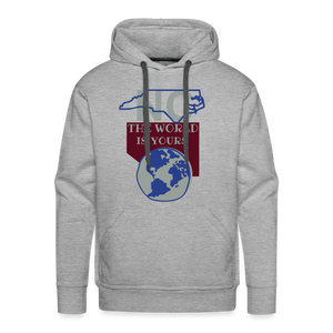 North Carolina - The World Is Yours Premium DTF Hoodie by Bear Minimal - heather grey