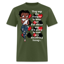 Load image into Gallery viewer, Betty Boop - Cheaper to Keep Classic T-Shirt - military green