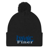 Living Finer Embroidery Pom-Pom Beanie