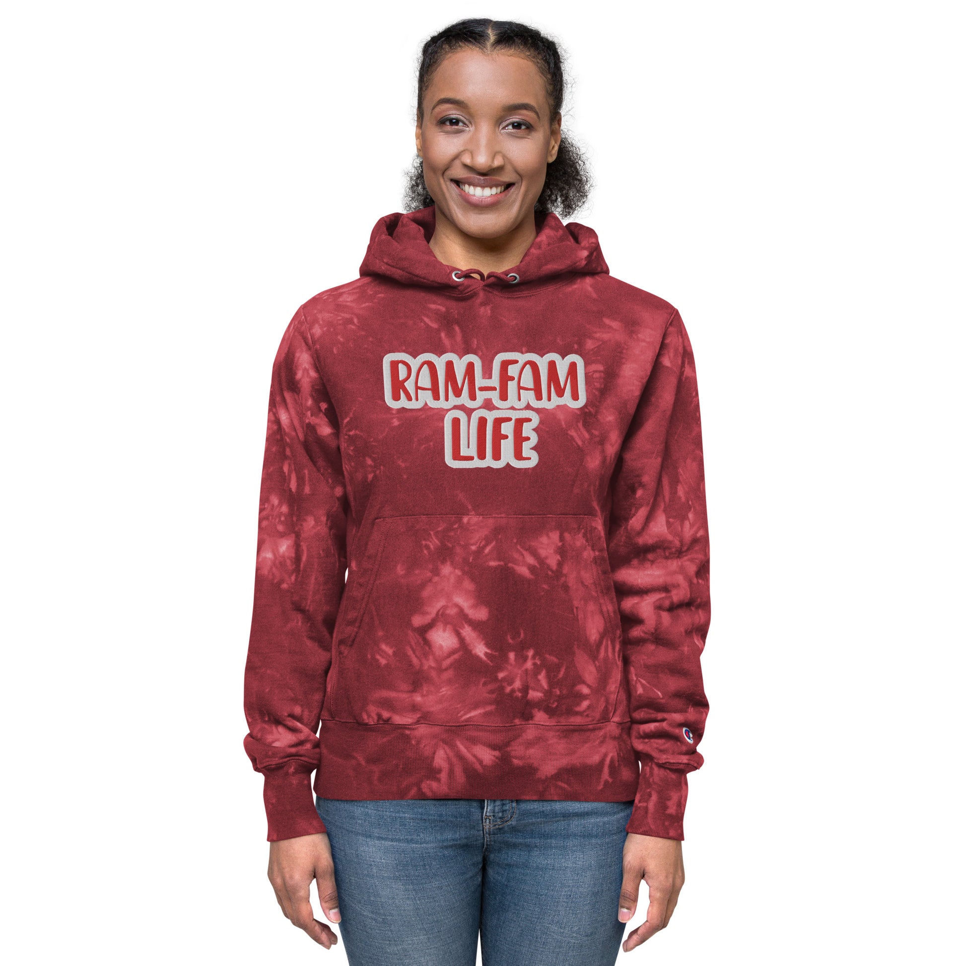 RAM-FAM LIFE Champion tie-dye hoodie